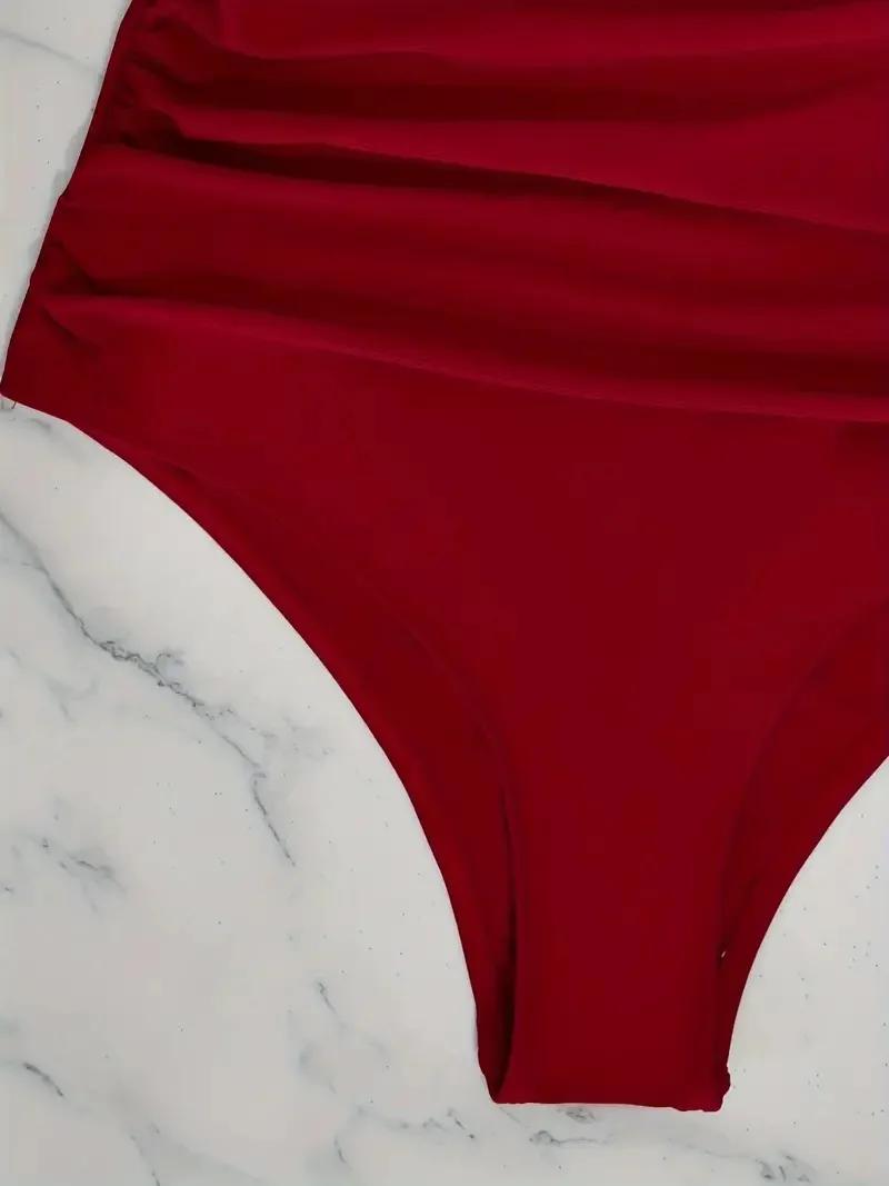 Abonnés ast-Maillot de bain une pièce en maille, col en V, solide, document, dos nu, TUNIControl, co