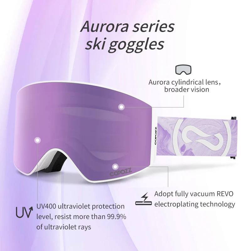 COPOZZ lunettes de Ski professionnelles magnétiques Protection UV400 lunettes de Ski Anti-buée pour 