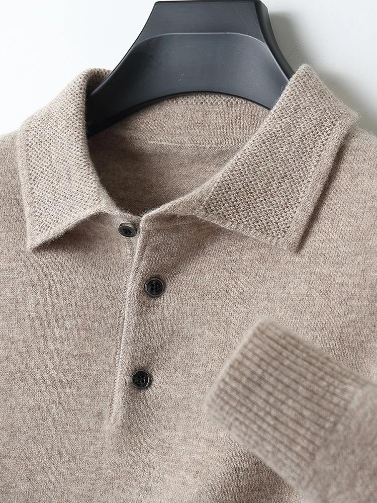 Mode automne hiver nouveau pull en cachemire hommes 100% laine mérinos pull décontracté ample POLO t
