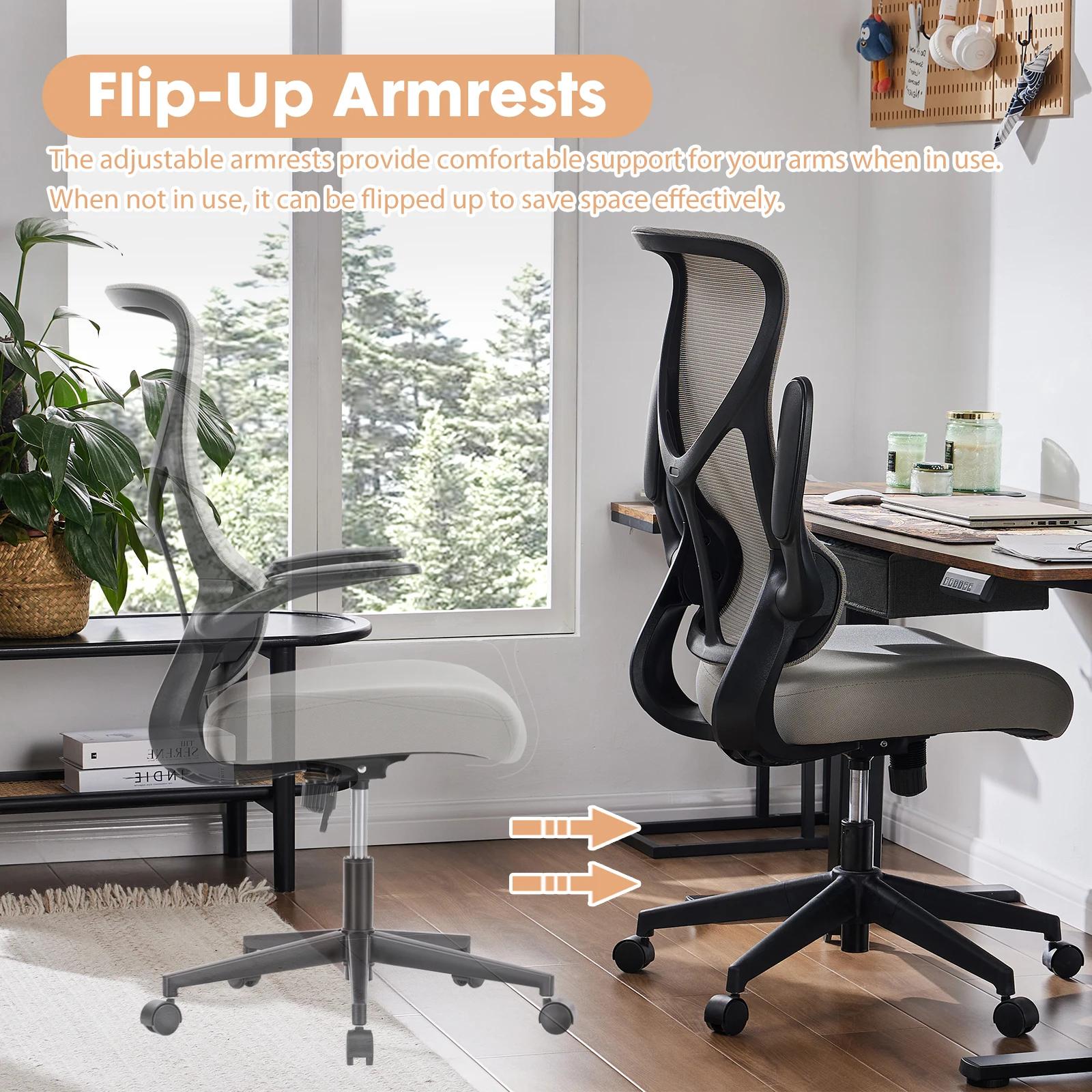 JIAN-Chaise de Bureau Ergonomique avec Support Lombaire en Maille, à Dossier Haut, pour Ordinateur, 