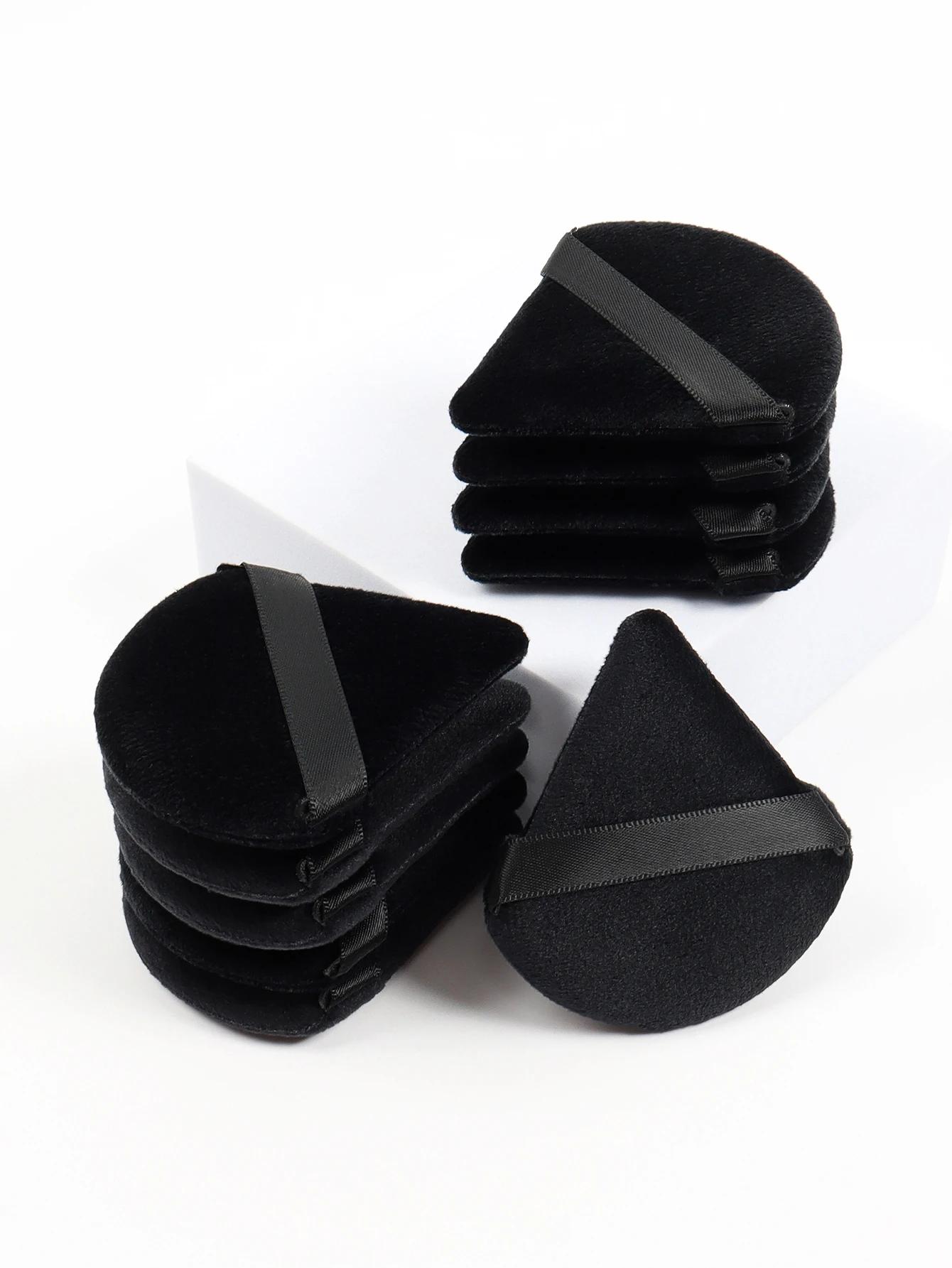 Triangle noir bouffée de poudre éponge de maquillage pour le visage doux velours cosmétiques bouffée