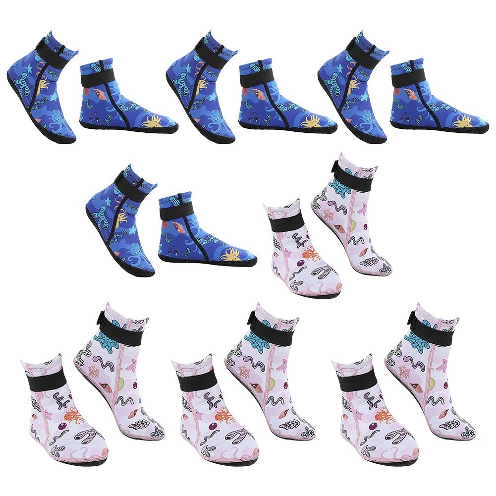 Chaussettes d'eau néoprène enfants anti-aldes - Bottes plongée réglables sports nautiques plage