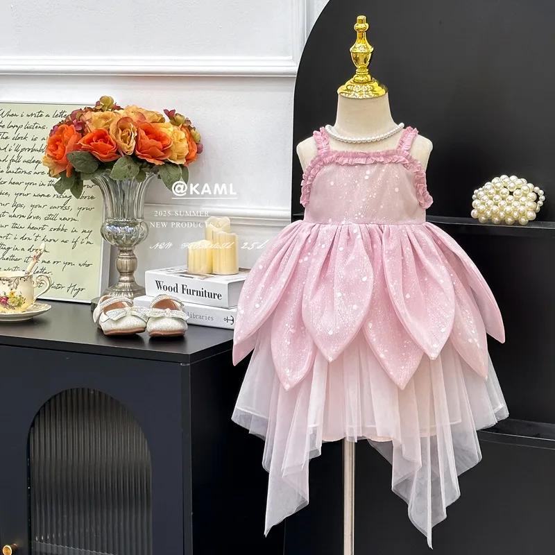 Robe d'été pour filles, nouvelle robe de princesse féerique à fleurs, à bretelles, Super féerique, p