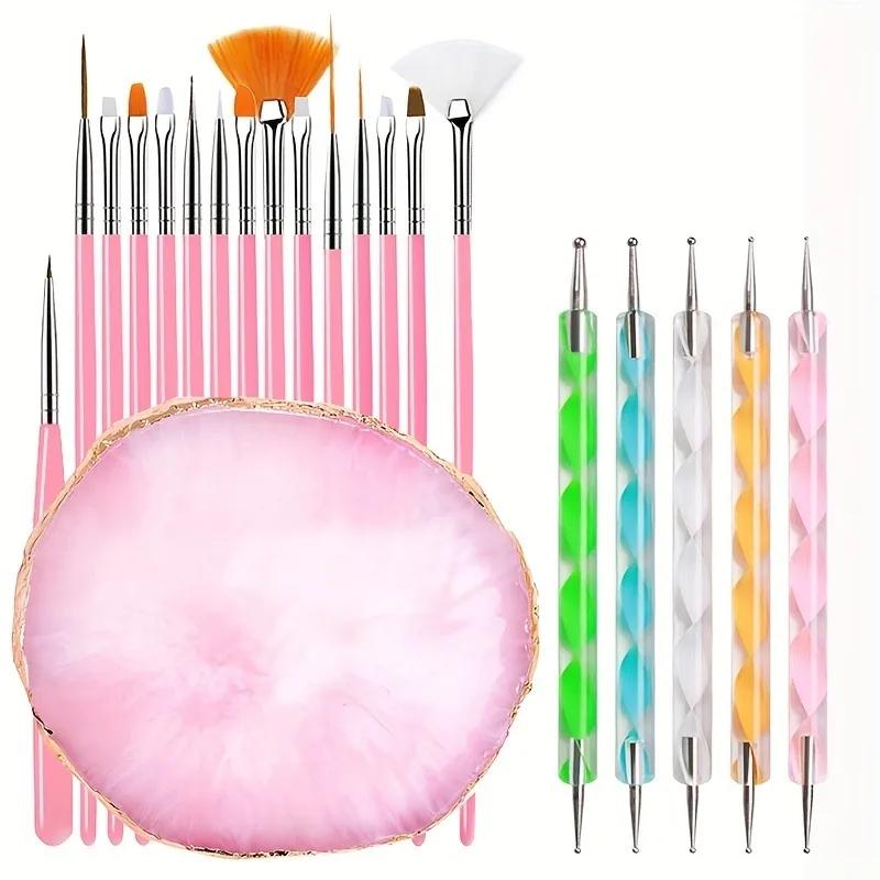 Ensemble de pinceaux professionnels pour Nail Art, 21 pièces, pointe de conception, lignes de Gel UV