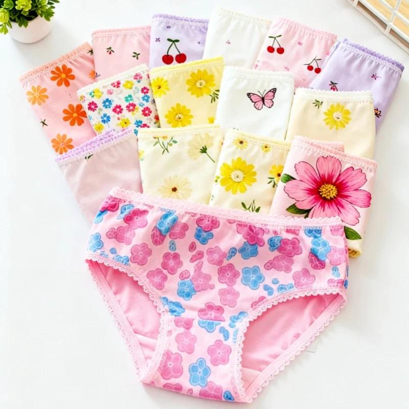 Sous-vêtements pour bébés filles, 12 pièces, couleur aléatoire, culottes en coton pour enfants, slip