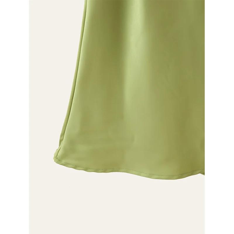 YENKYE High Street-Robe longue en satin vert pour femme, sexy, élégante, licou, femme, mode, dos nu,