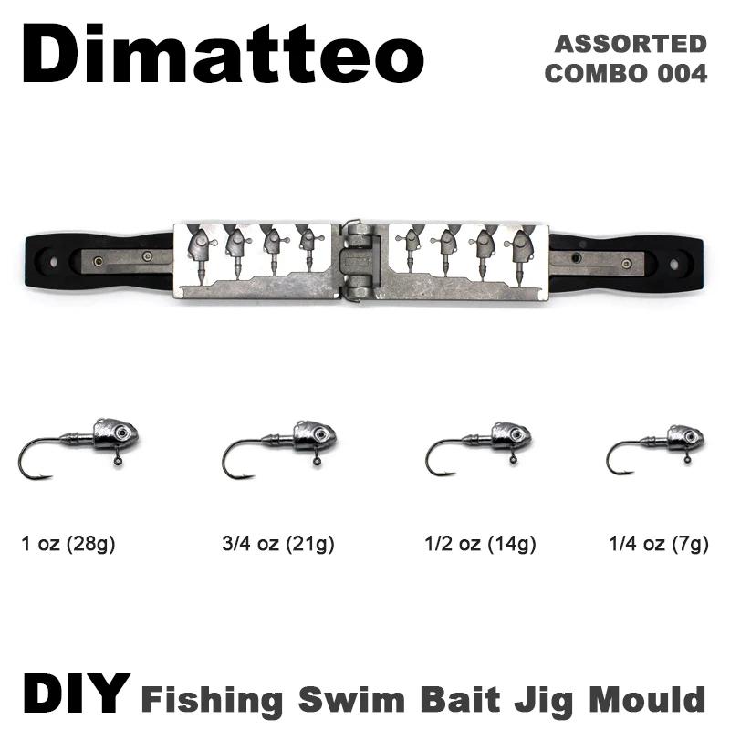 Dimatteo-Moule de tête de gabarit d'appât de natation bricolage, combo assressenti, 4 cavités, 1oz, 