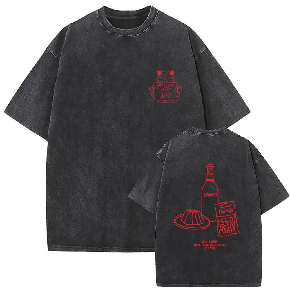 T-shirt vintage délavé Rapper Bad Bunny Debi Tirar Mas Fotos DTMF World Tour 2026 – T-shirts mode Hi