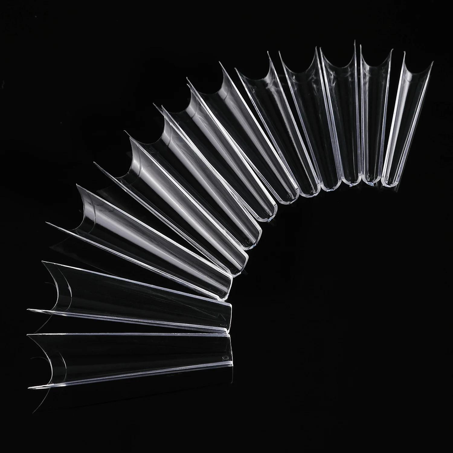 200/240 pièces XXL carré presse sur faux ongles conseils C incurvé droit acrylique Extra Long clair 