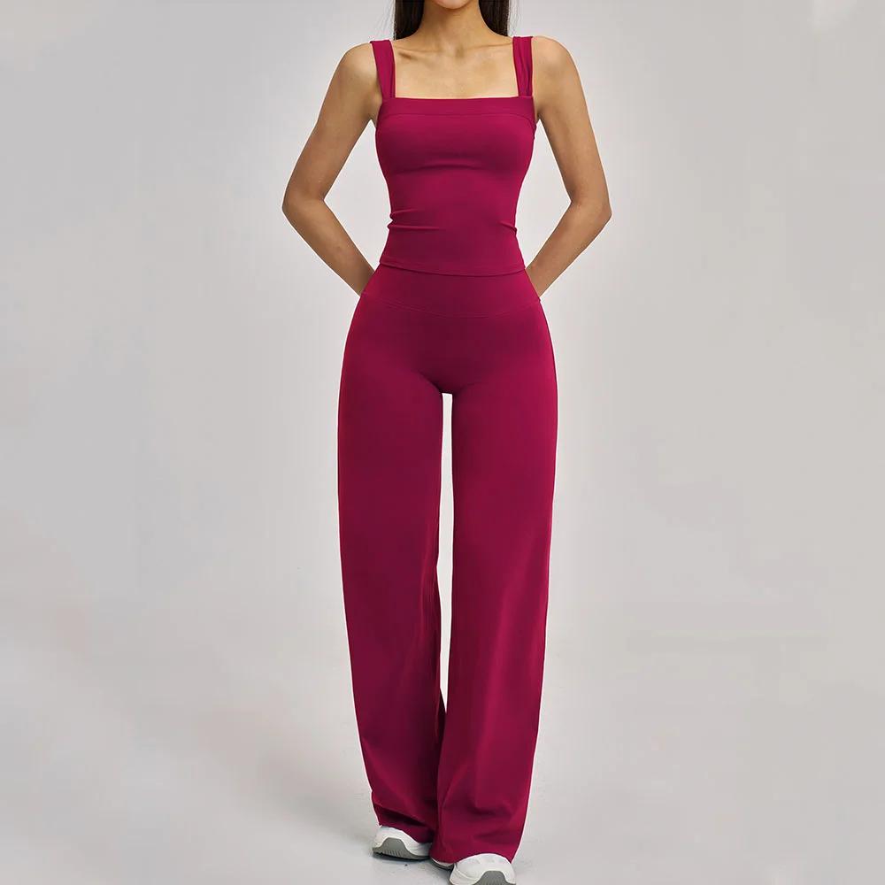 Ensemble de yoga 2 pièces pour femmes, ensemble de sport antichoc, veste de sport, pantalon évasé ta