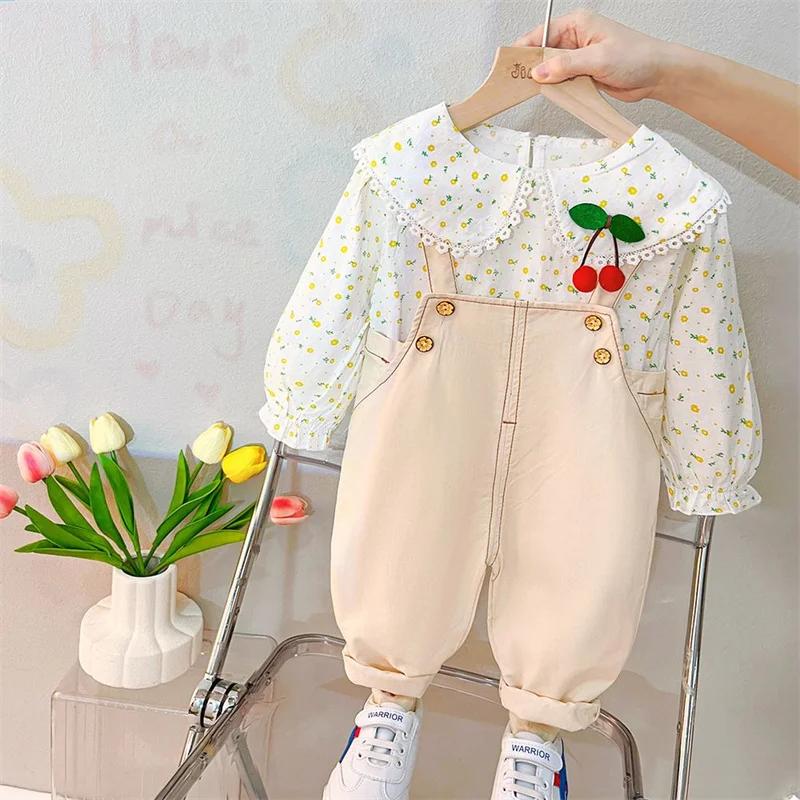 Ensemble de Vêtements pour Bébé Fille, Motif Floral, Manches sulf, Couleur Unie, Bavoirs Décontracté
