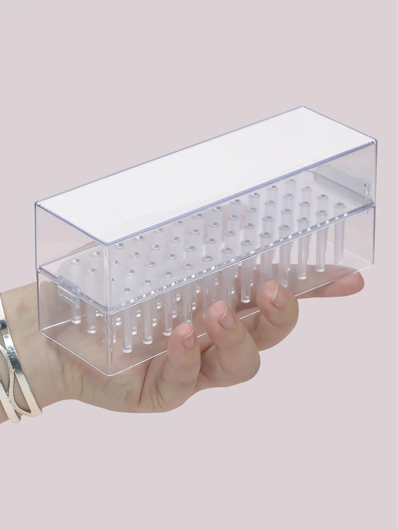 Boîte de rangement transparente pour forets à ongles, 48 trous, boîte transparente vide, présentoir 
