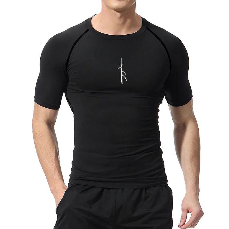 Chemise de Compression à imprimé graphique pour hommes, T-Shirt d'entraînement de gymnastique, de co