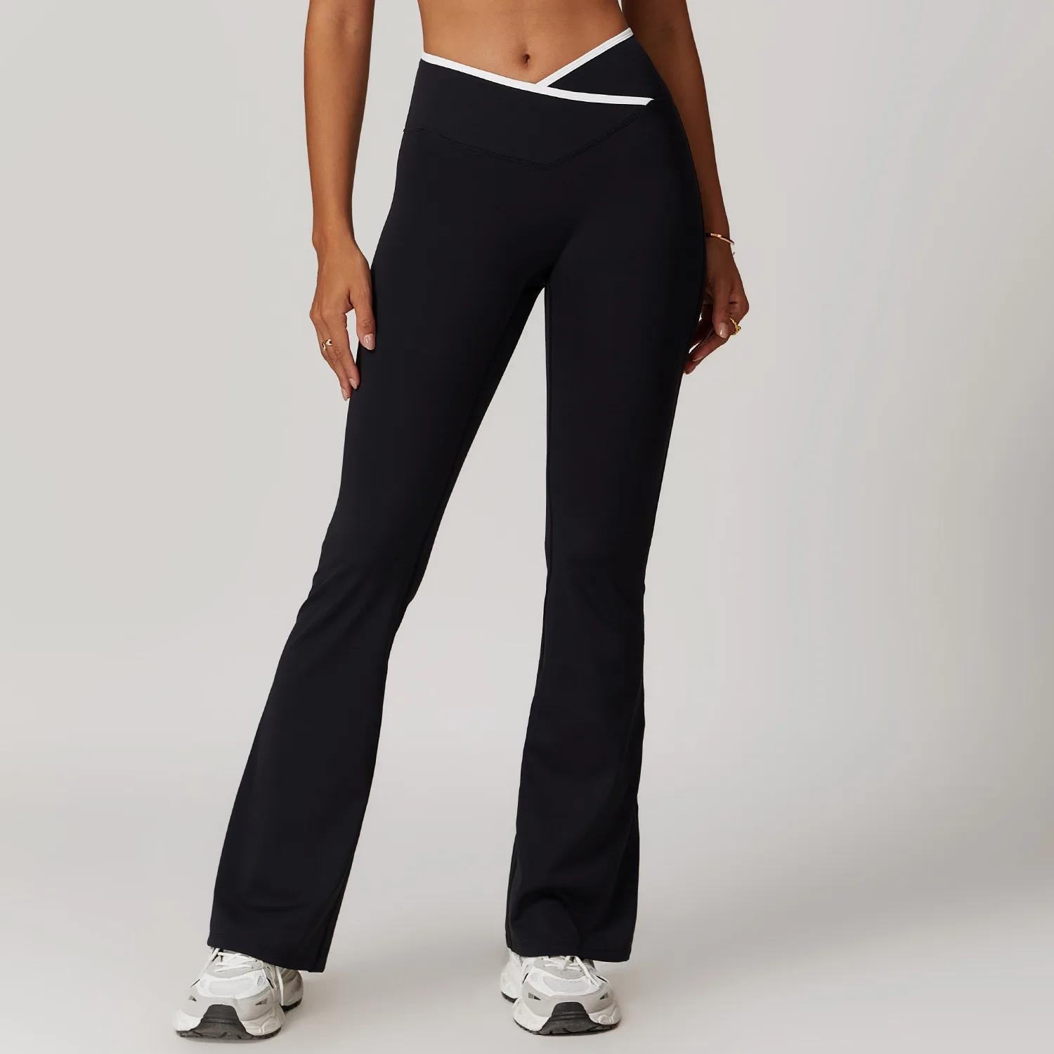 Leggings de yoga évasés pour femmes, pantalons de fitness taille haute, collants de yoga à cloche, p