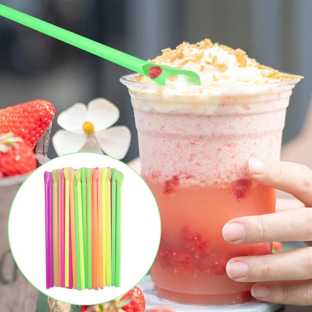 Pailles en Forme de Cuillère pour Boire Milkshake, Fournitures de ixd'Anniversaire, pour Bar, Vente 
