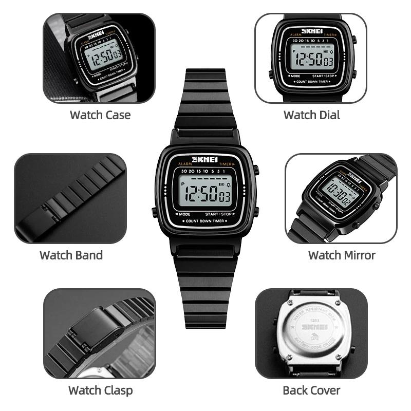 Skmei femmes Bracelet robe montres marque de luxe Bracelet en acier inoxydable mode étanche numériqu