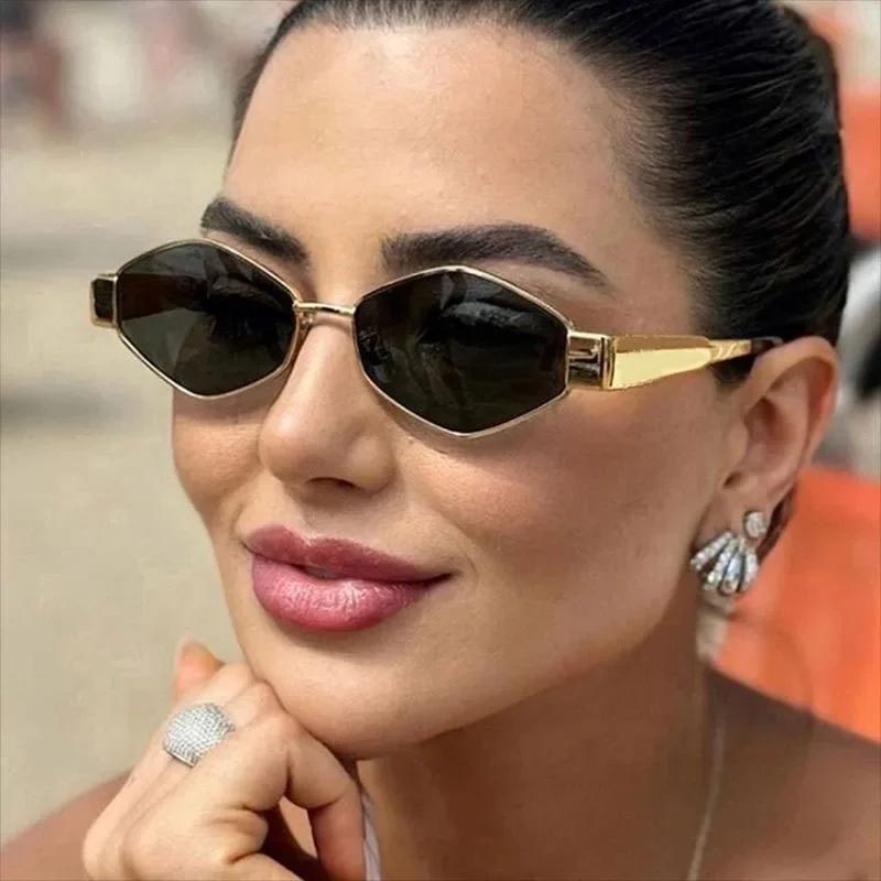 Lunettes de soleil hexagonales pour femmes et hommes, Design de marque de luxe, polygone Unique, Vin