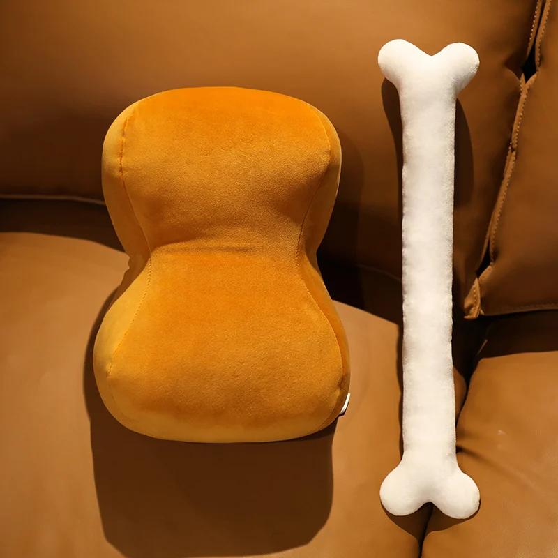 Oreiller à double usage en forme d'os de viande de dessin animé, 42cm, coussin chauffe-mains, oreill