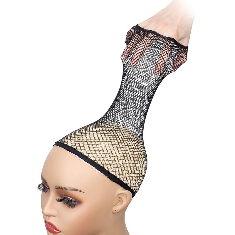 Filet à cheveux noir en maille extensible, dôme tissé, chapeau, filet de perruque, casquette en mail