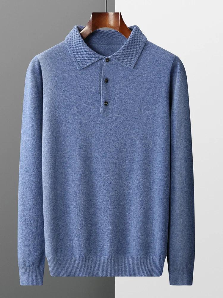 Mode automne hiver nouveau pull en cachemire hommes 100% laine mérinos pull décontracté ample POLO t