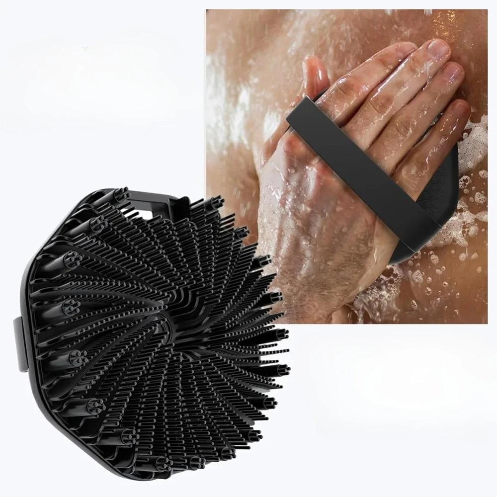 Brosse de bain en Silicone souple pour le dos, éponge de douche, brosse à récurer avec poignée, gomm