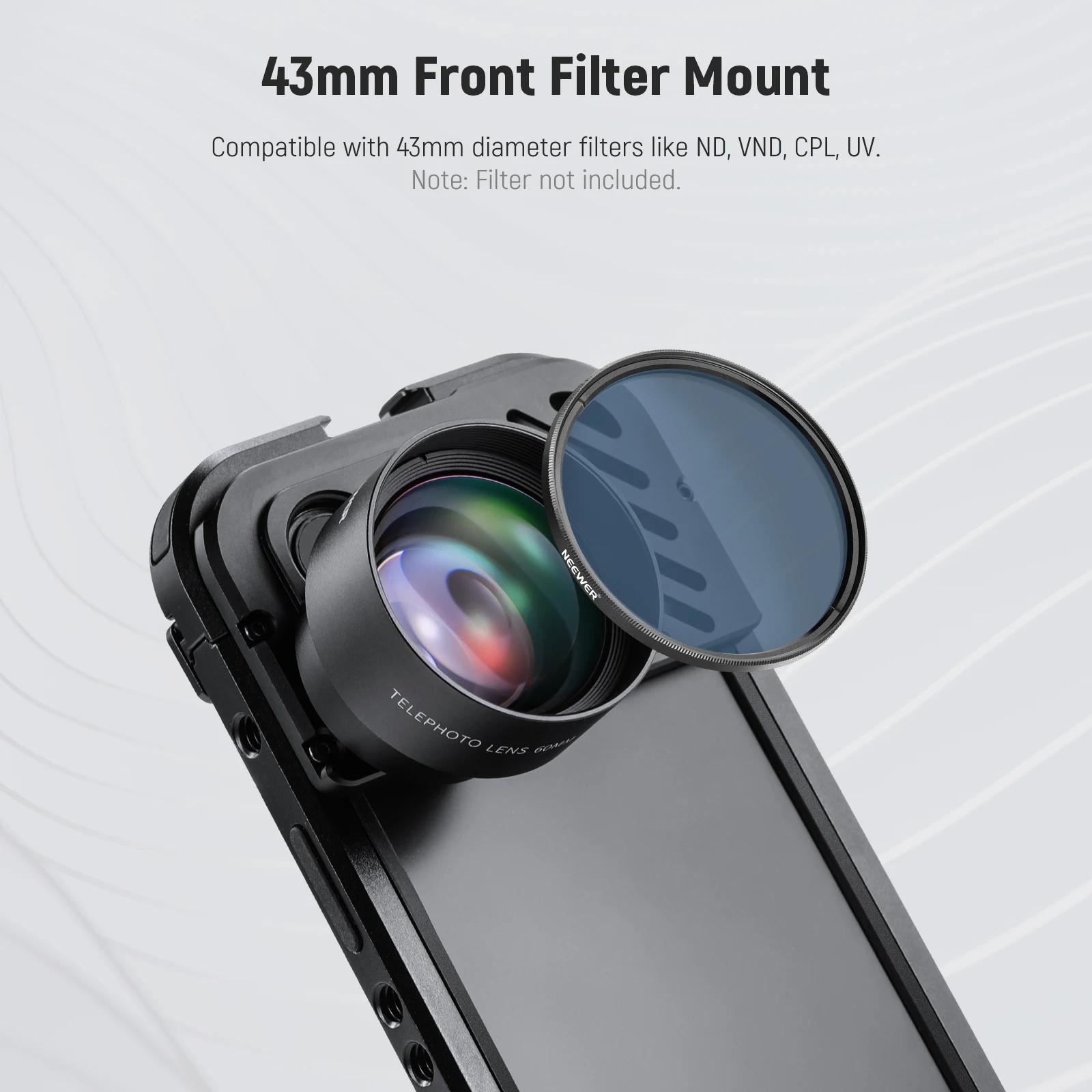 NEEWER HD 60mm téléobjectif grossissement 2X pour iPhone 15 pro Max/Samsung/Xiaomi coque de téléphon