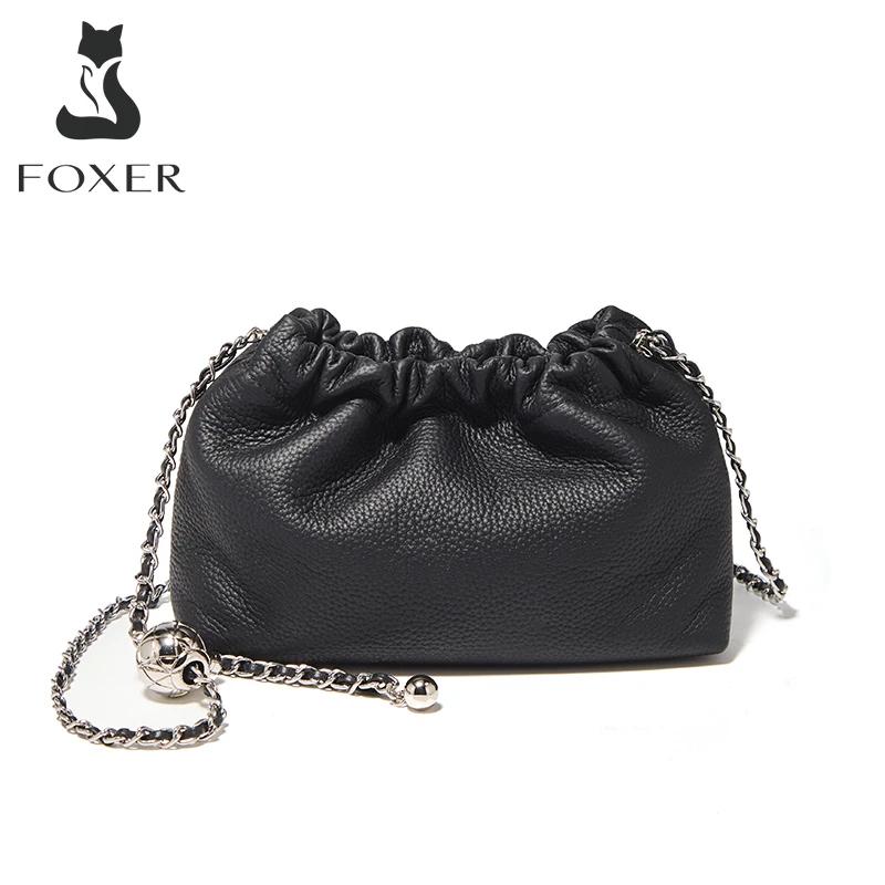 Sac bandoulière chic et compact FOXER 2026 pour femme en cuir véritable, mini sac à bandoulière tend