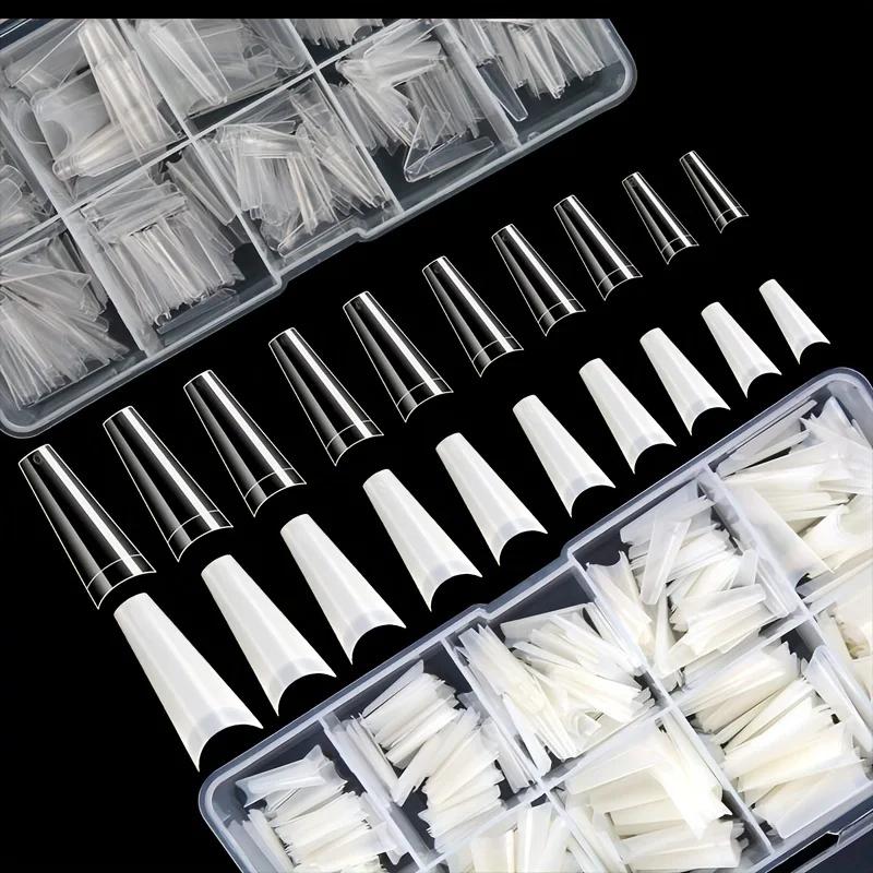 500 pièces cercueil français danseur ongles conseils acrylique ongles artificiels demi faux flocons 