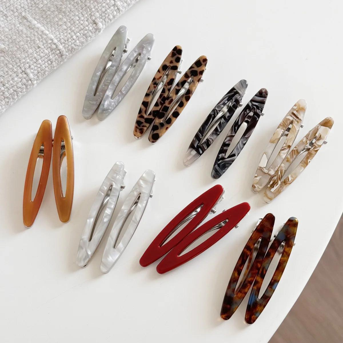 Pinces à cheveux en acétate, Barrettes géométriques ovales creuses, épingles latérales, épingle à ch