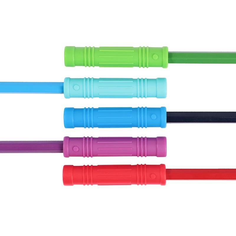 Anneau de dentition amusant en Silicone pour bébé, 5 pièces, capuchon de crayon, jouet sensoriel pou