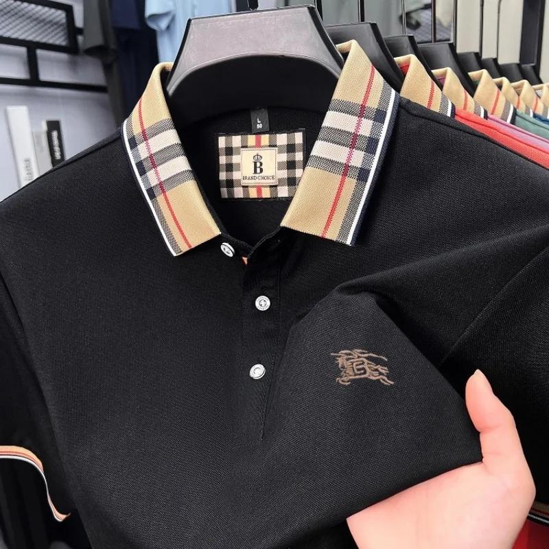 Luxe marque soie coton manches courtes polo shirt mode Paul pony broderie hommes t - shirt été confo