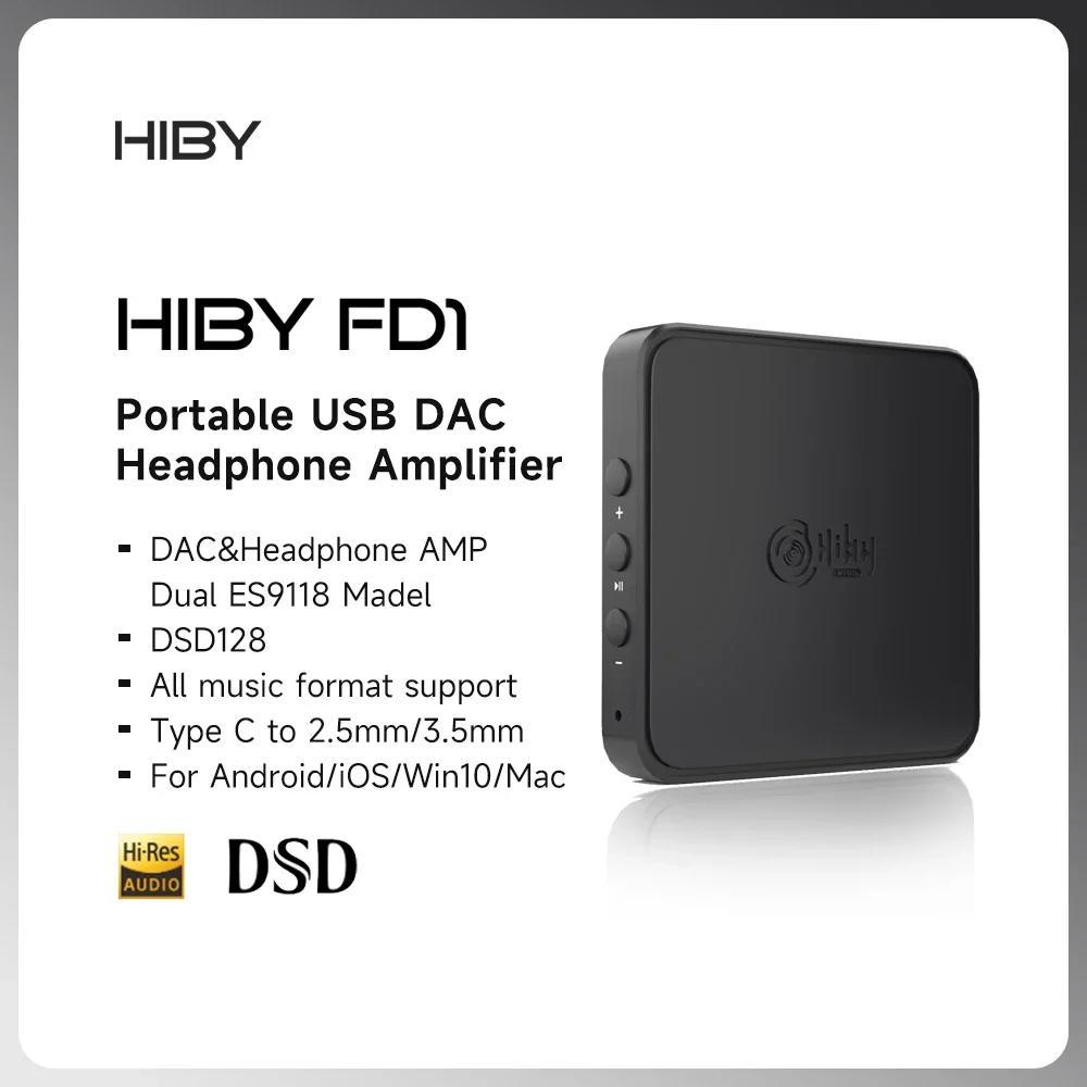 HiBy FD1 Type C USB DAC, amplificateur de casque, décodeur HiFi Audio DSD128 MQA pour lecteur de mus