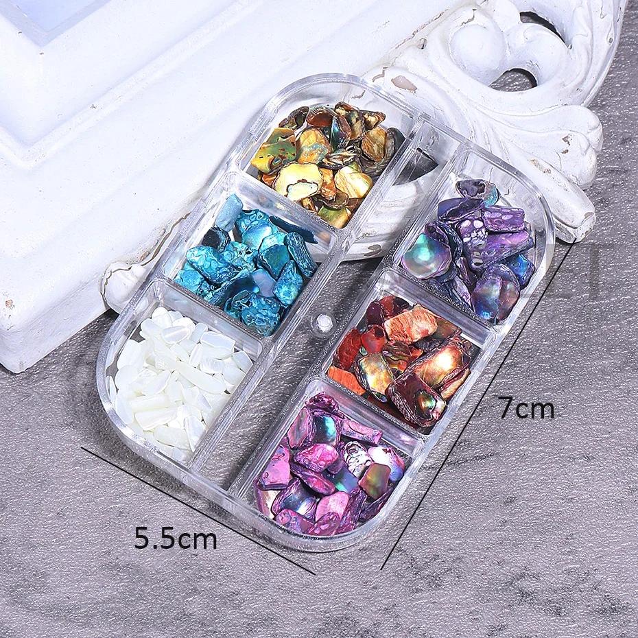 Flocons de coquillage d'ormeau, 6 grilles, décoration pour Nail Art, breloques 3D, Fragment de coqui