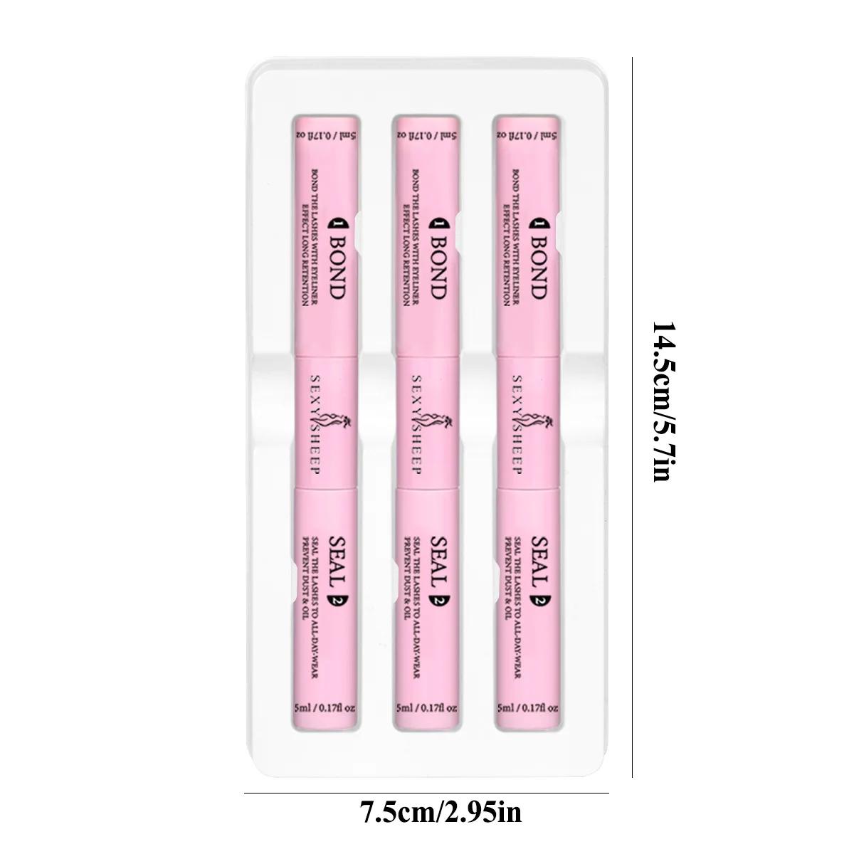Ensemble de 3 produits pour extensions de cils : colle et scellant pour cils individuels 10 ml, tenu