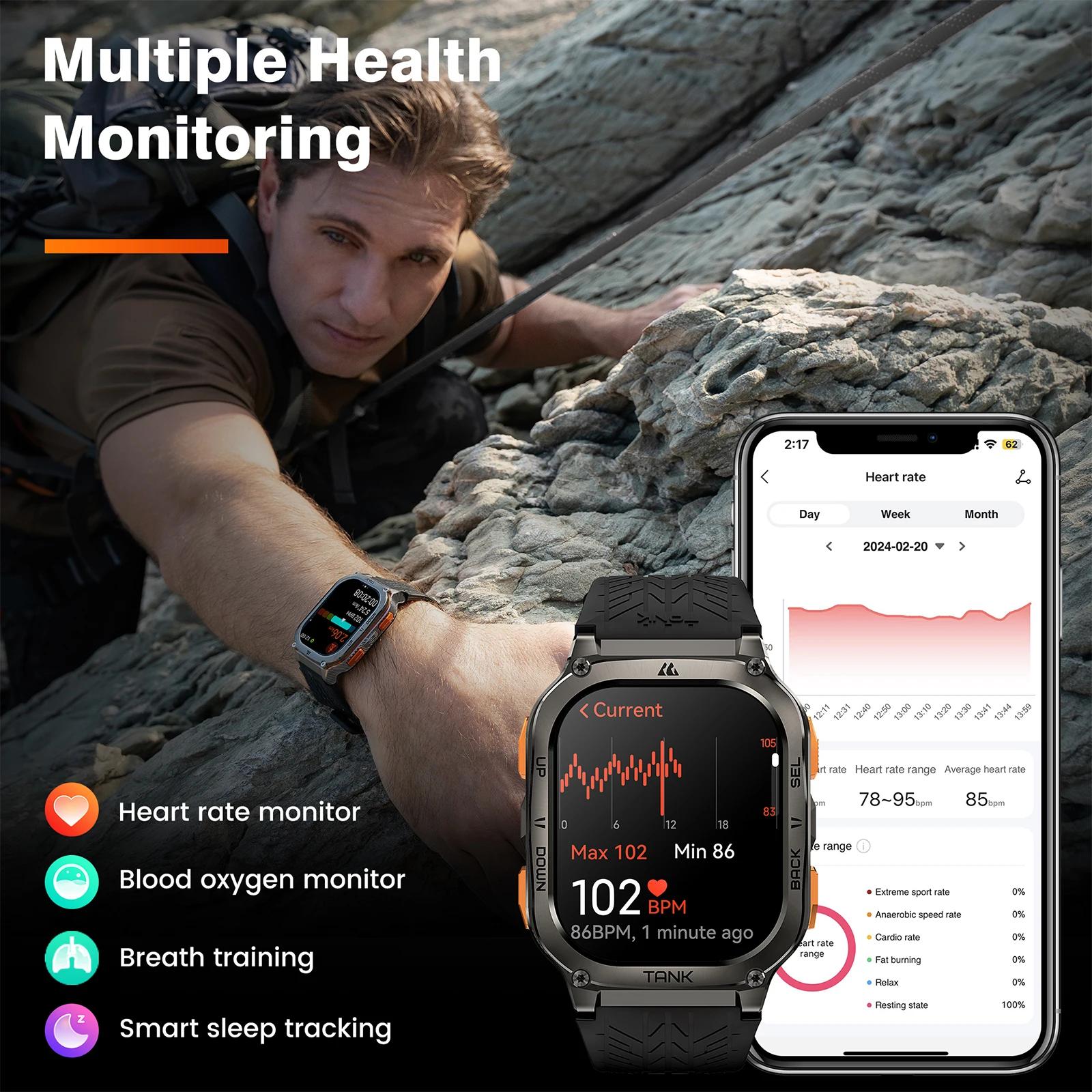 KOSPET TANK M3 Ultra GPS montre intelligente hommes qualité militaire boussole altimètre barométriqu