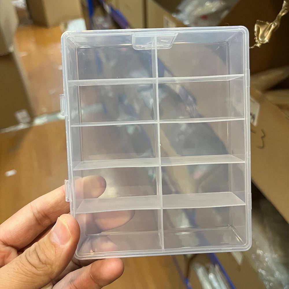 Boîte de rangement transparente vide pour feuilles d'ongles, 10 grilles, en plastique, pour bijoux, 