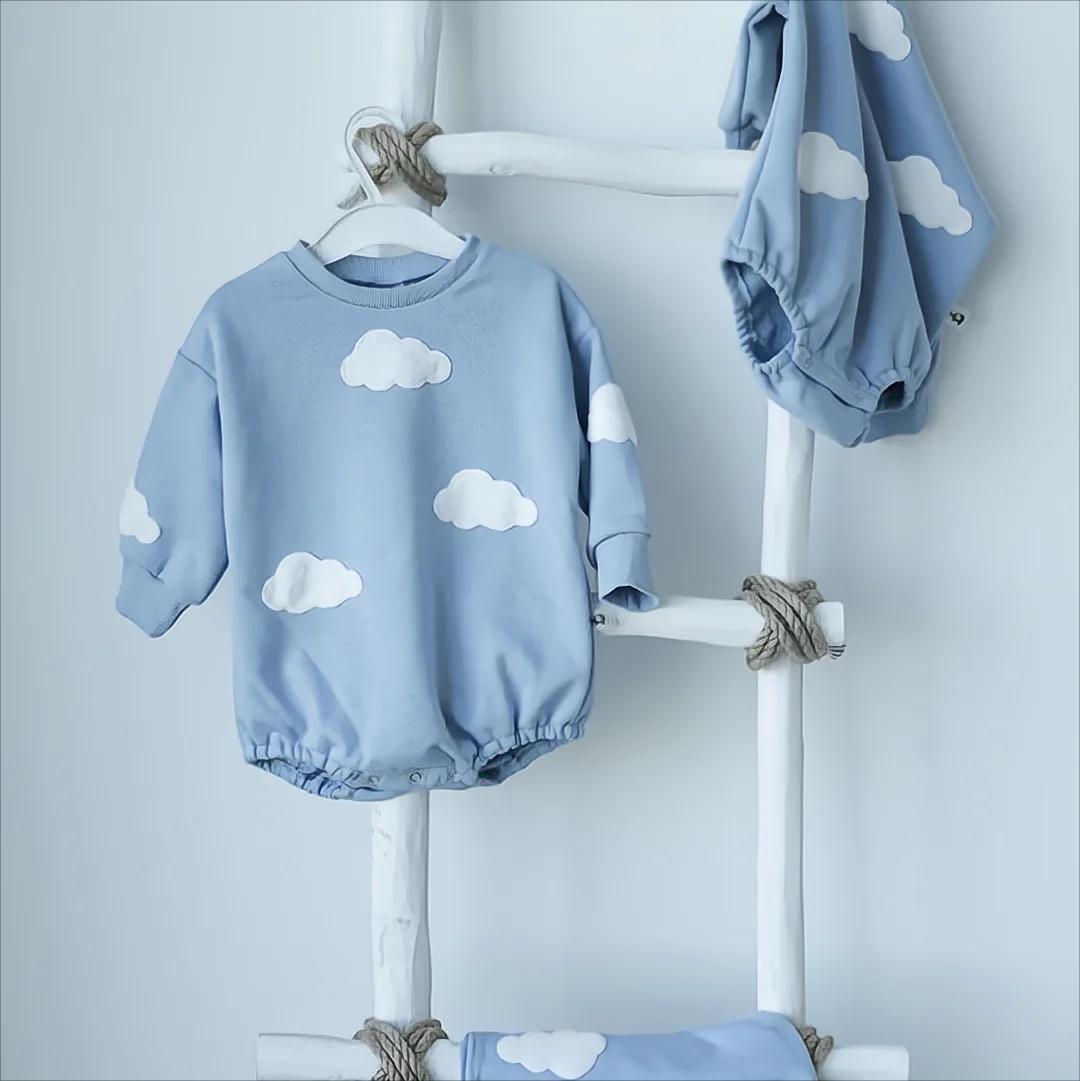 Vêtements de printemps pour bébé, sweat-shirt nuage, barboteuse pour bébé fille et garçon, body à ma