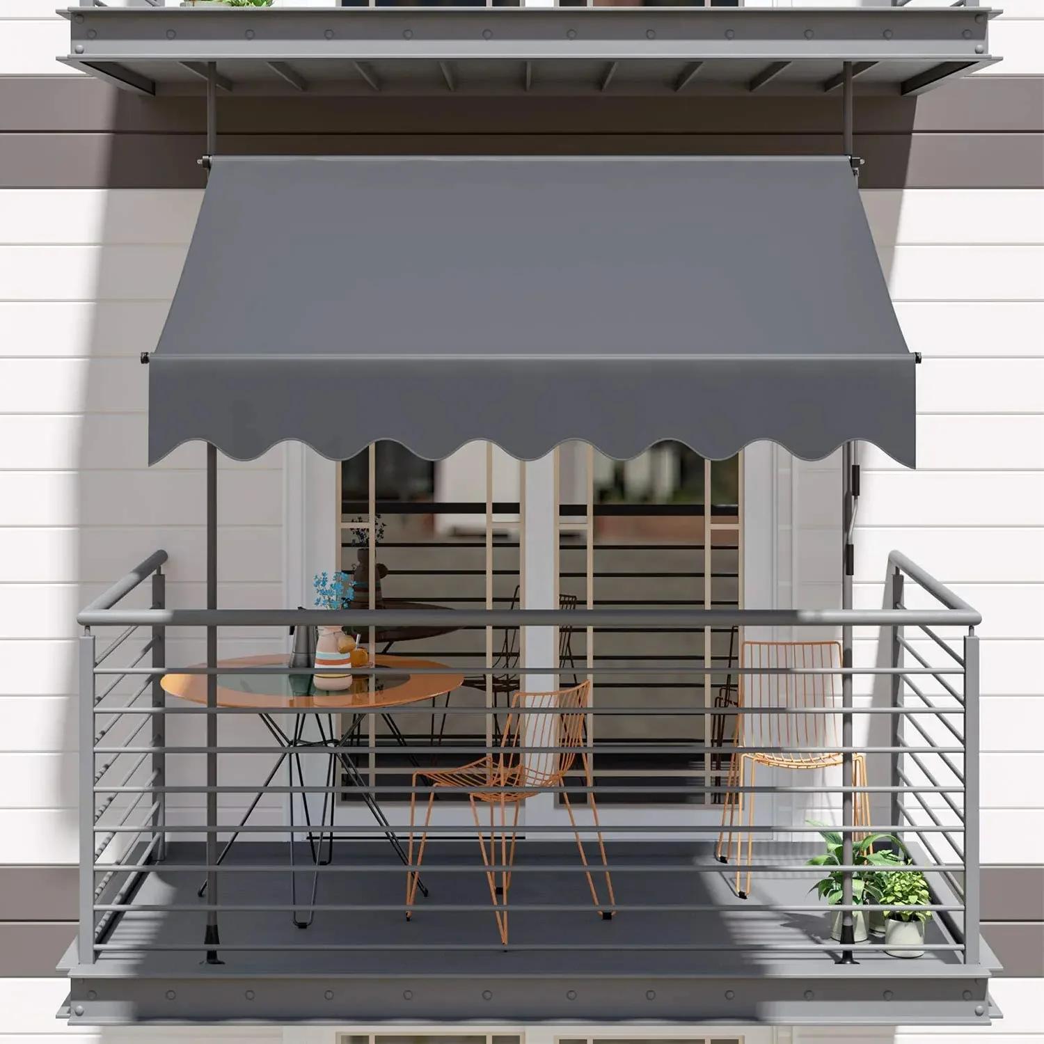 Auvent de balcon rétractable UV50 +, pince de protection solaire de jardin avec manivelle sans propo