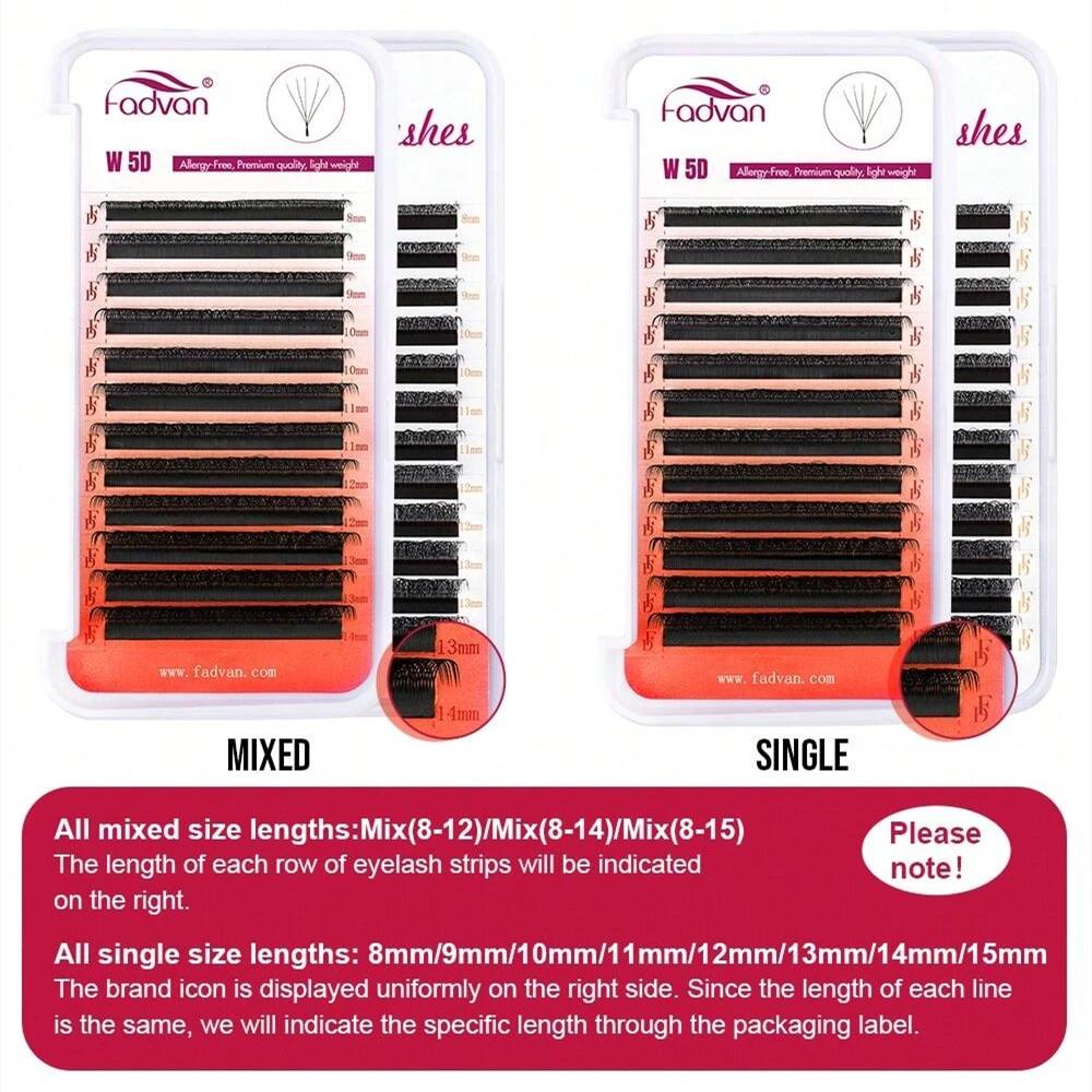 FADVAN 5D-W en forme de 0.07 D Curl Extensions de cils naturel Faux cils de vison lumière douce prof
