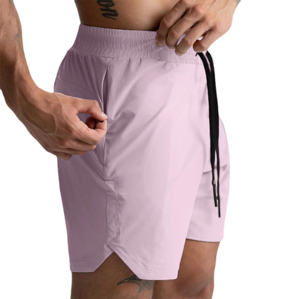 Short de course pour hommes, monocouche tissé, séchage rapide, couleur unie, Fitness, sport, décontr