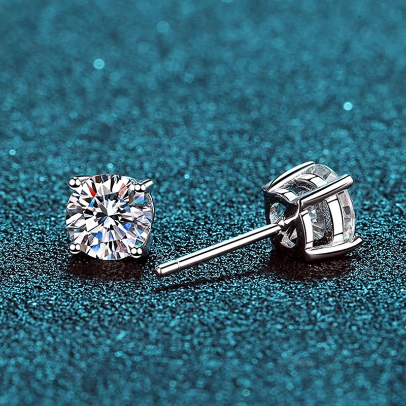 KNOBSPIN-Boucles d'oreilles en moissanite pour femme, clous d'oreilles en diamant cultivé en laborat
