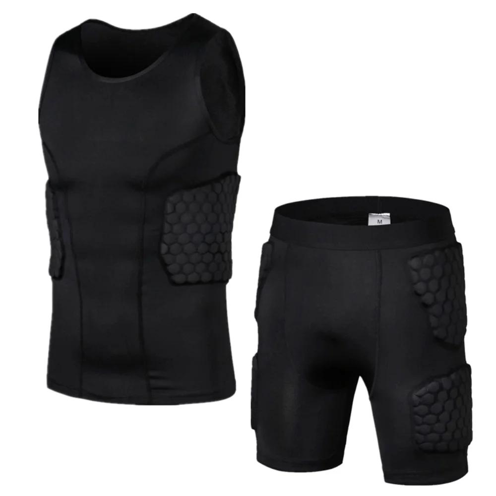 Chemise rembourrée pour hommes, gilet d'entraînement, T-shirt, ensemble court, côtes, cuisses, fesse