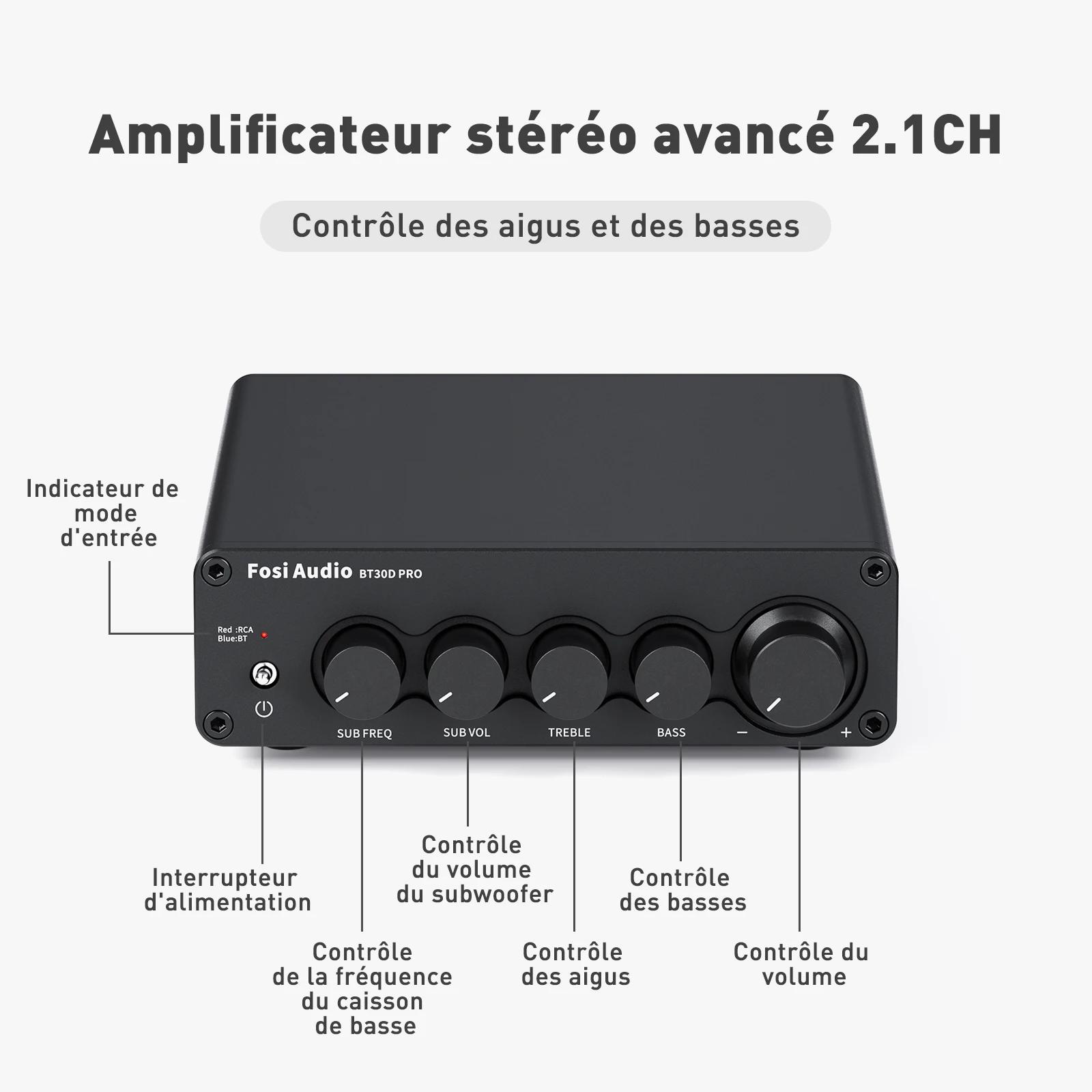 Fosi Audio Bluetooth amplificateur de puissance sonore 2.1 canaux ampli récepteur