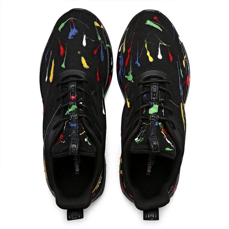 Chaussures course graffiti hommes Soulsfeng - Baskets athlétiques maille respirante légères - Amorti baume entraînement running