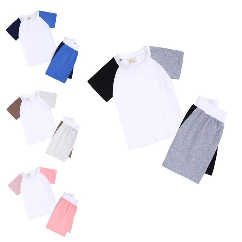 Survêtements pour enfants, ensembles de vêtements pour bébés garçons et filles, Shorts de couleurs contrastées pour filles et adolescents, ensemble de 2 pièces