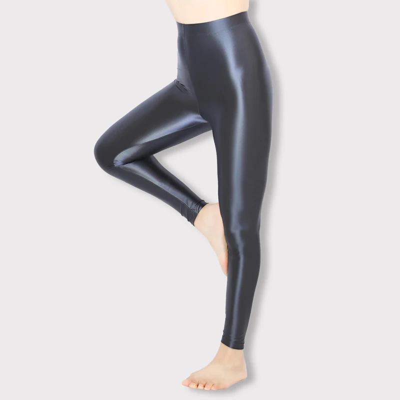 Pantalons de yoga satin brillant pour femmes - Leggings opaques taille haute style japonais sexy et confortables