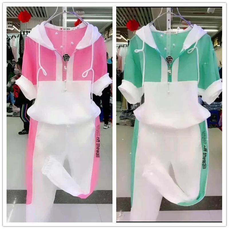 Survêtement femme 2026 ample décontracté à manches courtes haut à capuche pantalon deux pièces ensemble Sweat costume pour femmes vêtements occasions spéciales