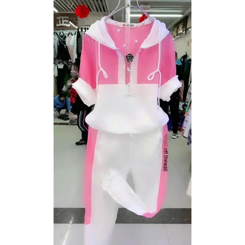 Survêtement femme 2026 ample décontracté à manches courtes haut à capuche pantalon deux pièces ensemble Sweat costume pour femmes vêtements occasions spéciales