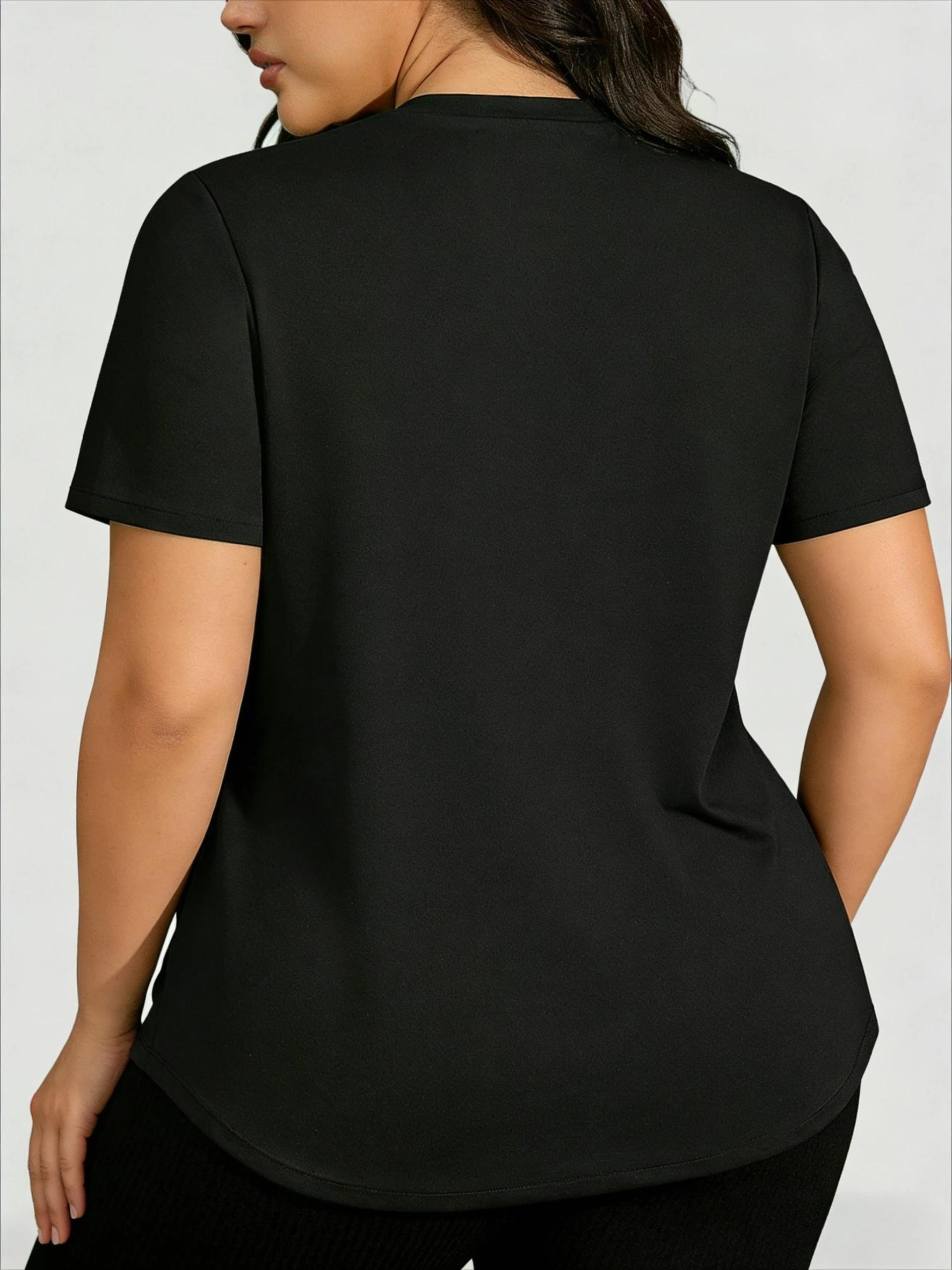 Vêtements pour femmes grandes tailles |   T-shirt imprimé audacieux et original, haut ample à manches courtes dans un style Y2K sexy et courbé