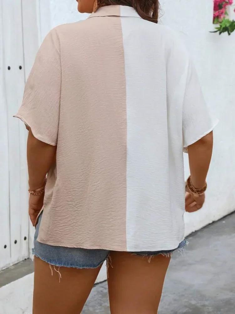 Chemise d'été grande taille pour femmes, Cardigan Chic à blocs de couleurs, chemisiers respirants élégants à la mode, vêtements adaptés à de nombreuses Occasions